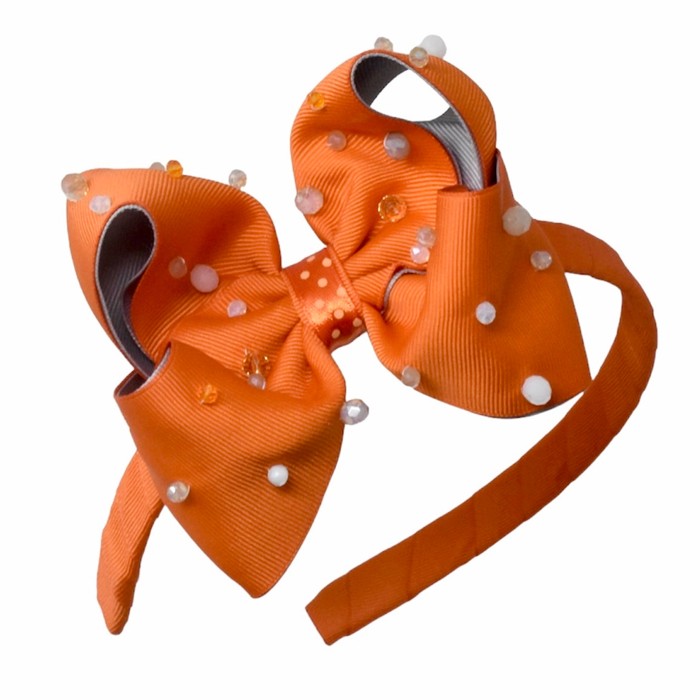 "Cintillo Gros Infinito Crystal: Naranja/ Gris"