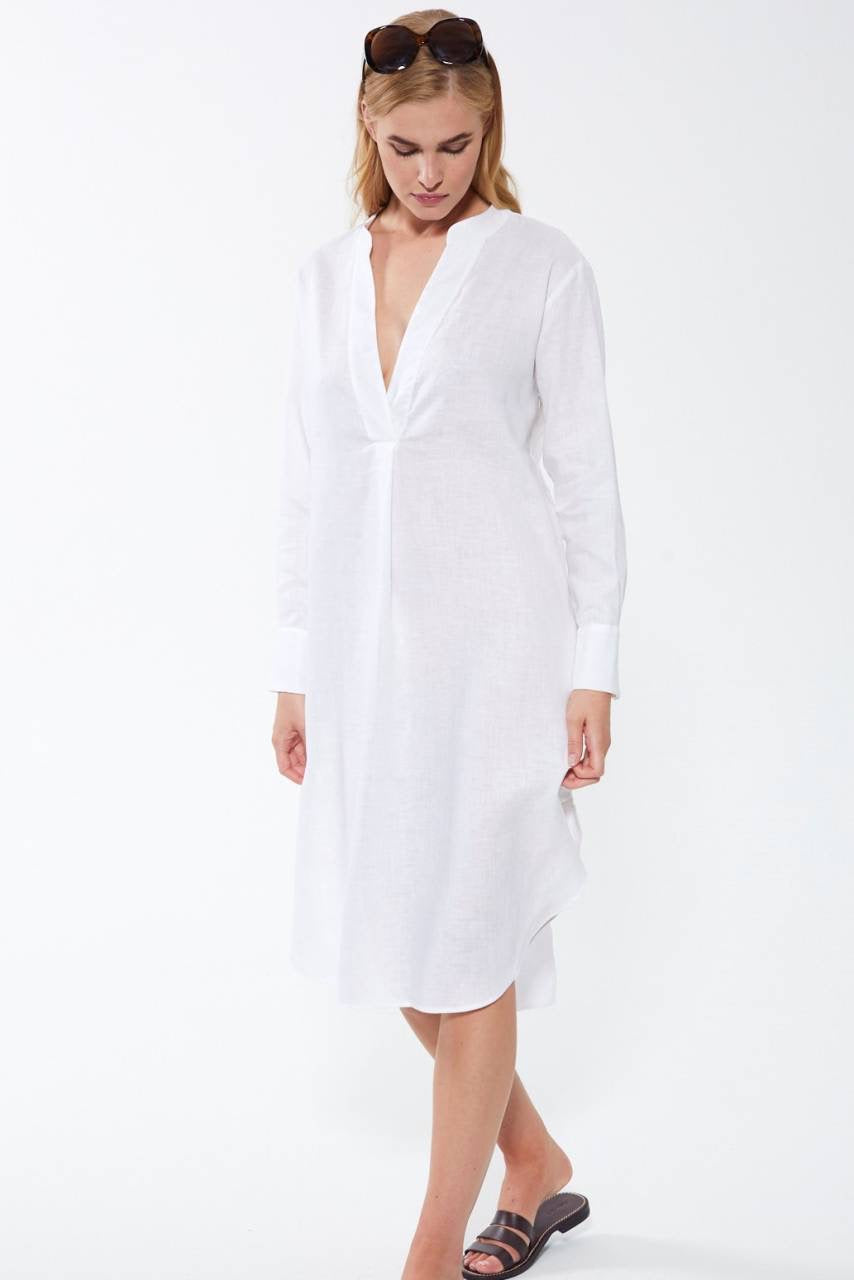 "Summer Linen Blanco: Kaftan de Lino"