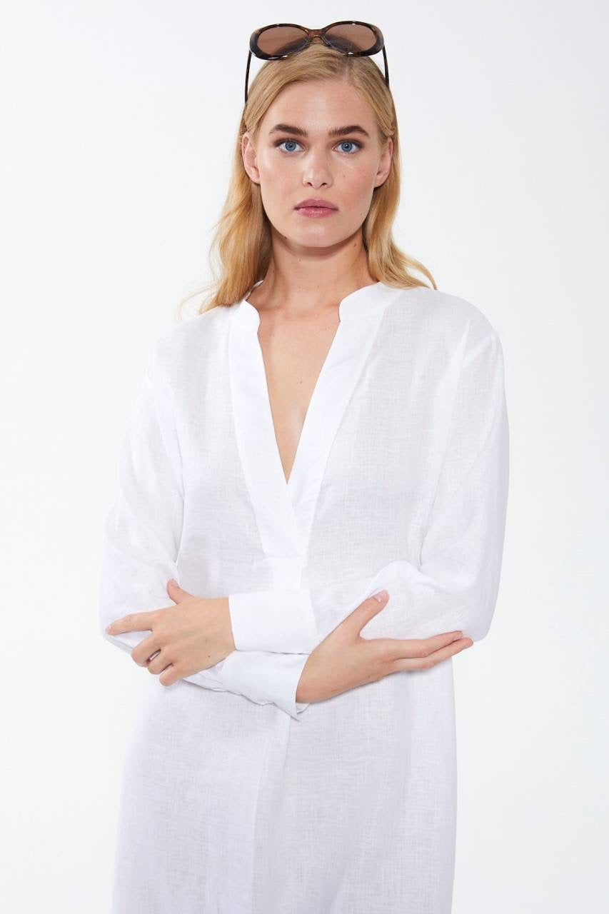 "Summer Linen Blanco: Kaftan de Lino"