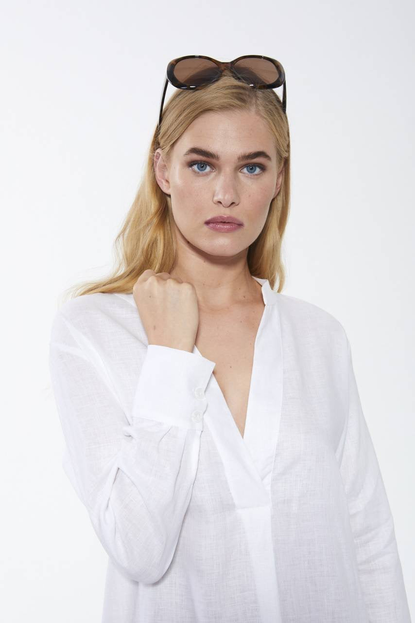 "Summer Linen Blanco: Kaftan de Lino"