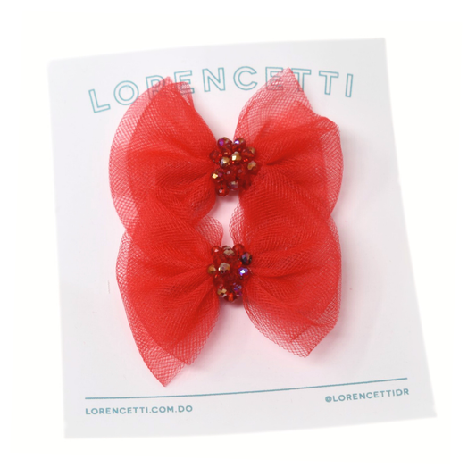 "Glitter Giggle: Red Party Bow Set"