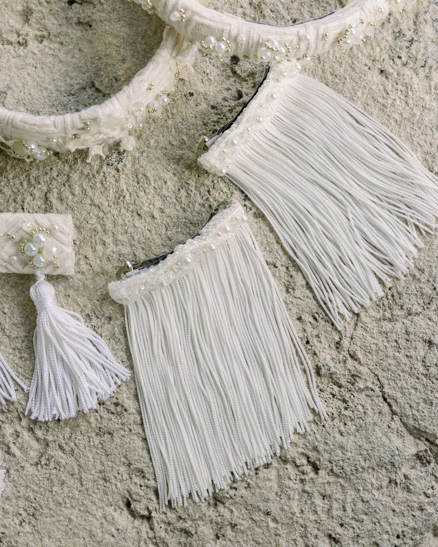 "Ivory Muse: Tocado Tassels"