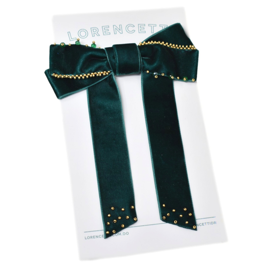 "Velvet Whisper: Green Marie Bow"