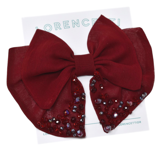 "Hollyberry Halo: Burgundy Bow"