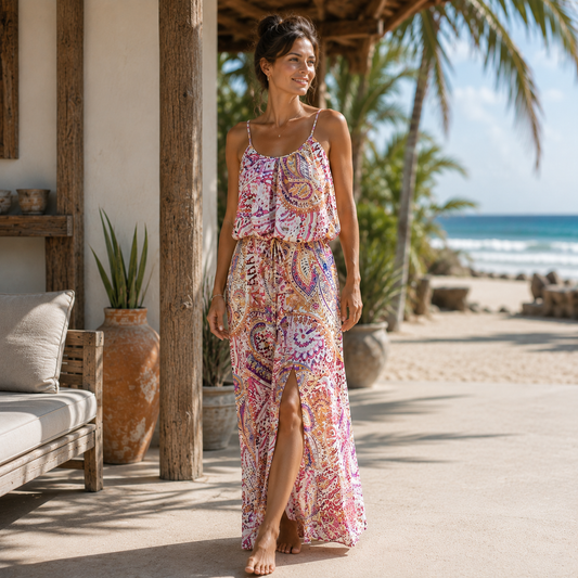 "Spring Paisley: Vestido de Playa"