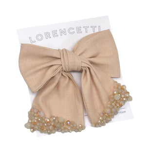 "Cafe au Lait Linen: Merlyn Bow"