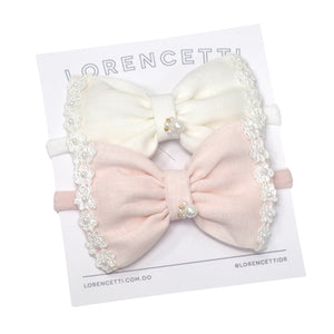 "Set Sweet Nicole Mini (Single Layer): Ivory/ Pink"