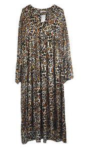 "Leopard Printed Vestido de Seda"