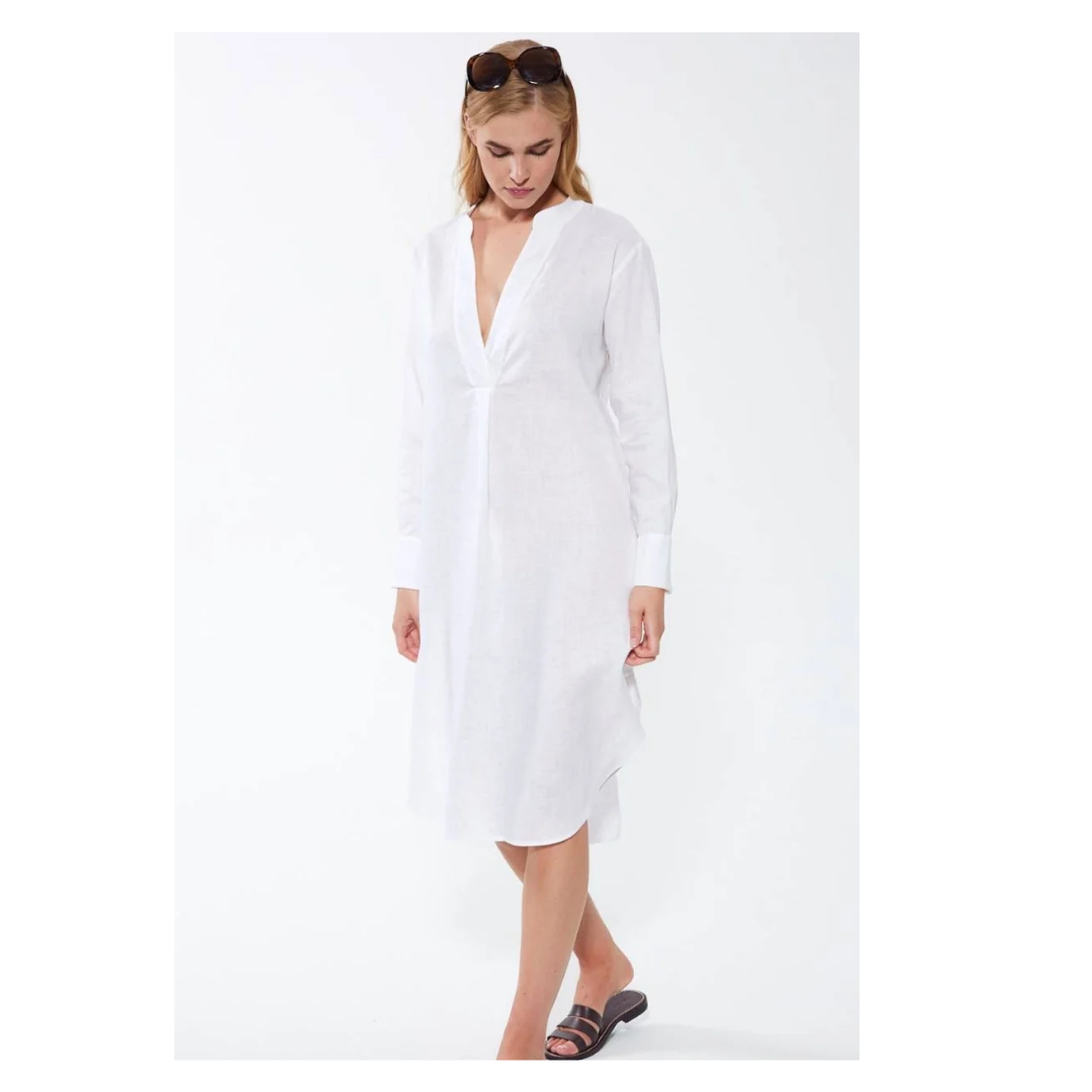 "Summer Linen Blanco: Kaftan de Lino"