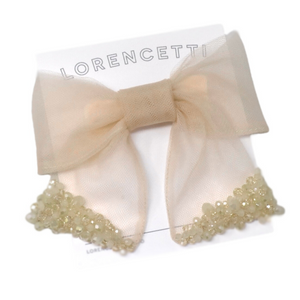 "Beige Tulle Cloud: Melina Bow"